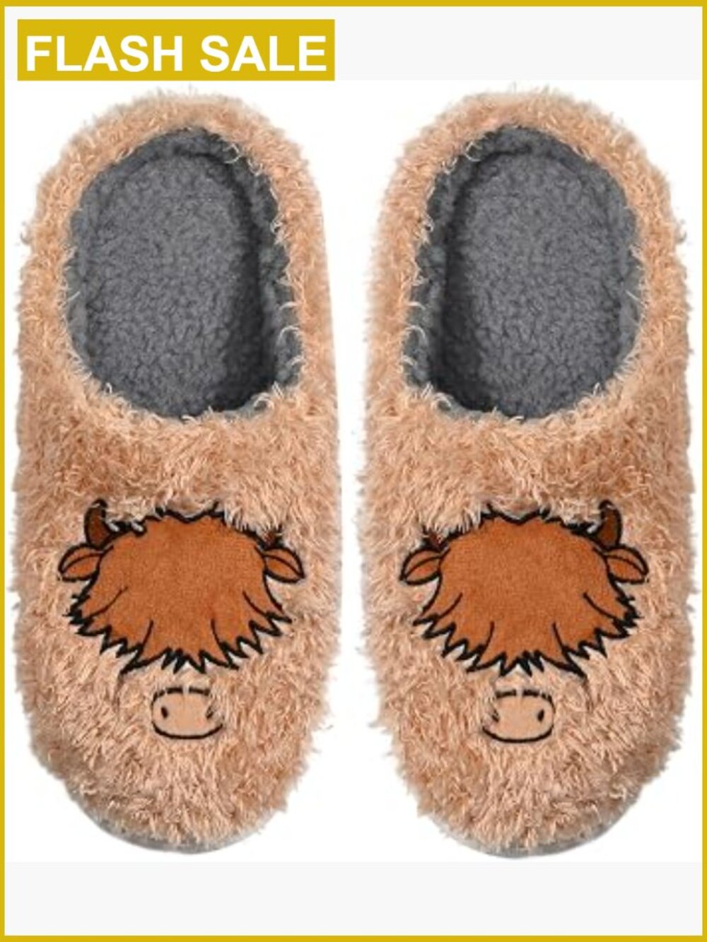 Furry Animal Slippers, Memory Foam, Non-Slip Sole, Lightweight House Shoes